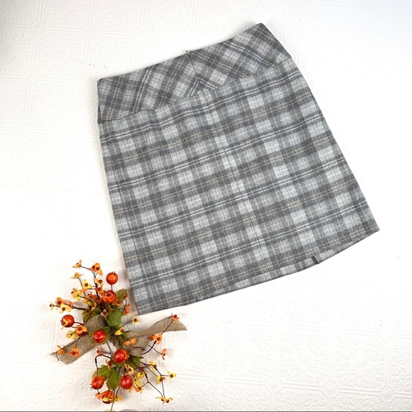 Zaffiri Virgin Wool Blend Gray Plaid Skirt SZ 12 - Picture 4 of 6
